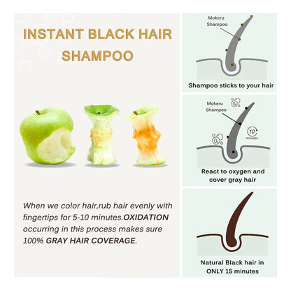 Champú Instantáneo Negro A Base De Hierbras Para Cabello Gris Cobertura En 15 Min