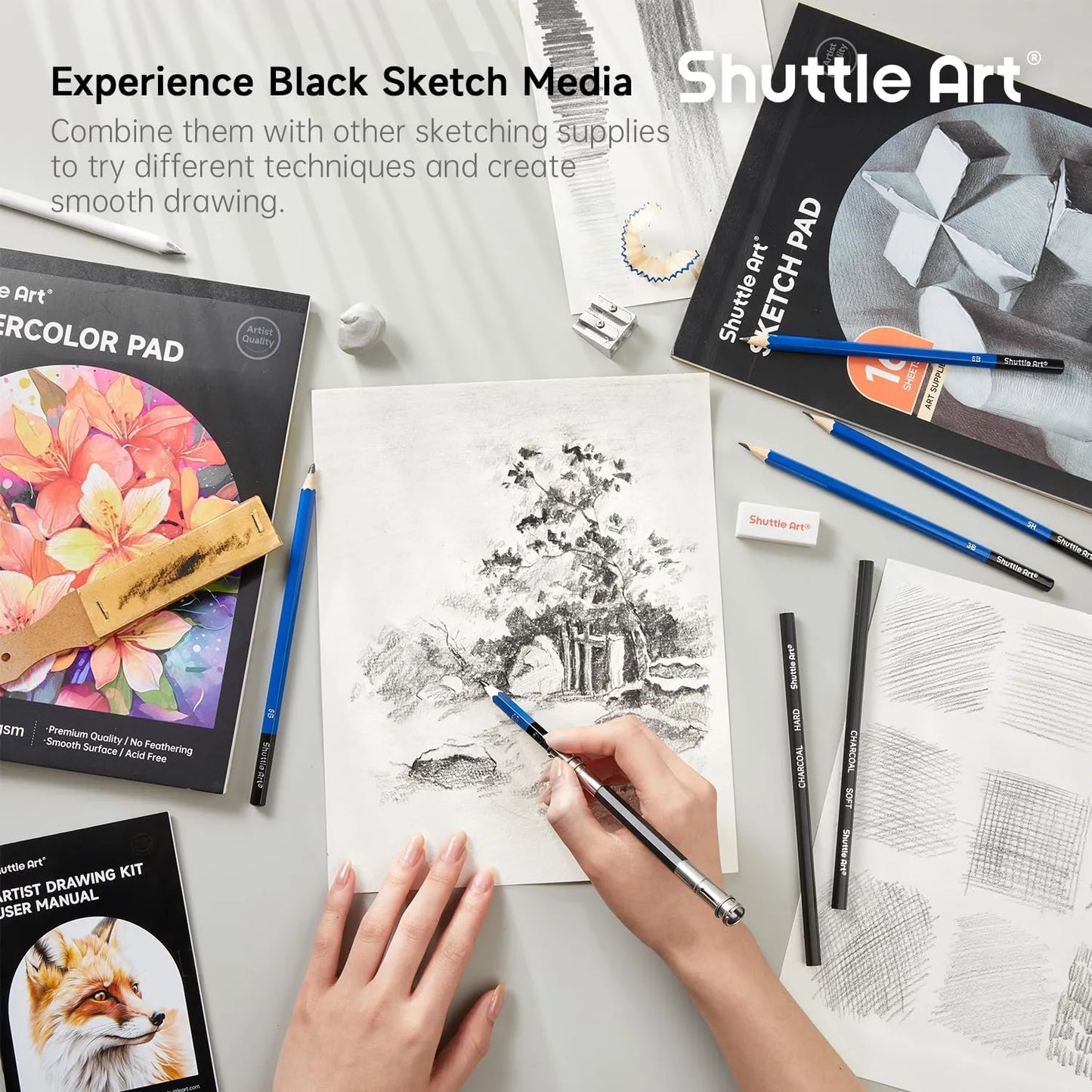 Kit De Dibujo Profesional 116 Piezas Lápices Carbón Acuarela Grafito Estuche Portátil