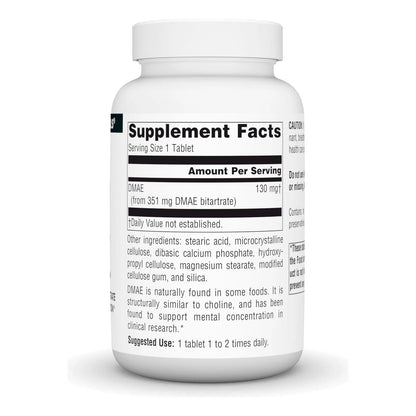 DMAE Dimetilaminoetanol Bitartrato 200 Tabletas Source Naturals Suplemento Cognitivo Y Piel