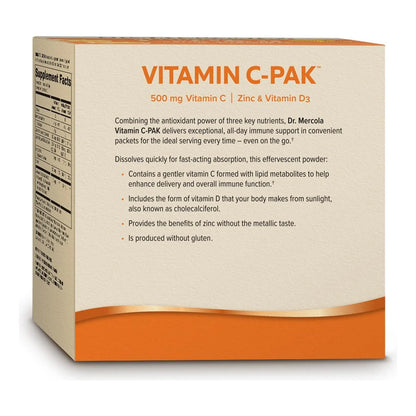 Vitamina C Pak 30 Porciones Bebida Efervescente 500 Mg Con Zinc Y Vitamina D3 Sabor Naranja