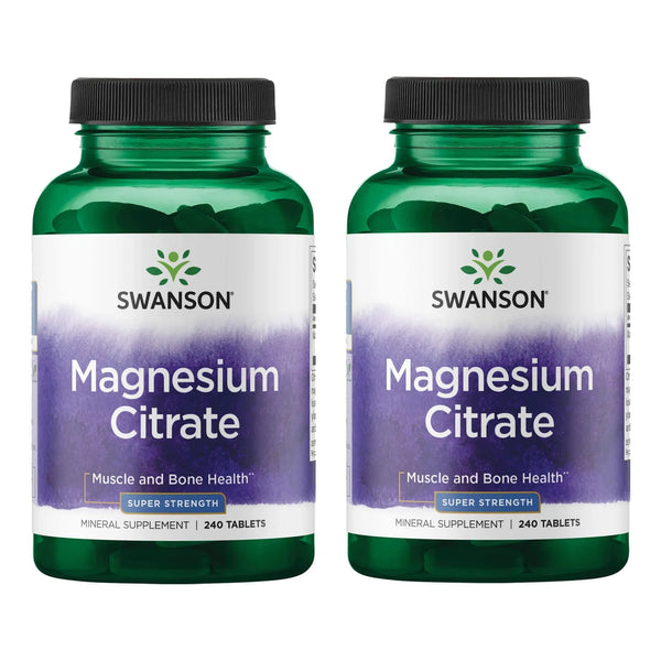 Citrato De Magnesio Super Strength 112.5 Mg 240 Tabs 2 Pack Para Músculos Huesos Y Energía