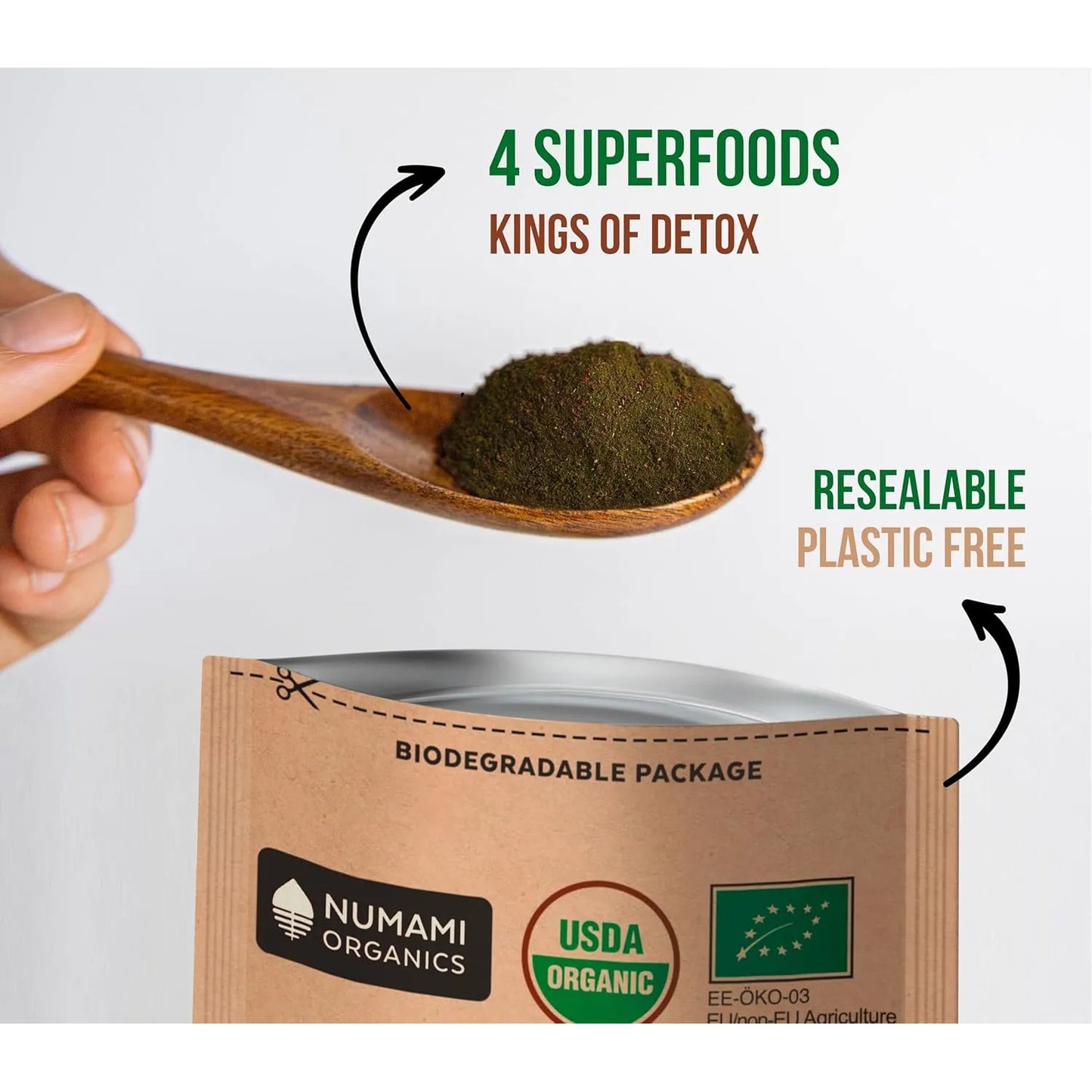 Batido Orgánico De Arándanos En Polvo Con Espirulina Superalimento Premium