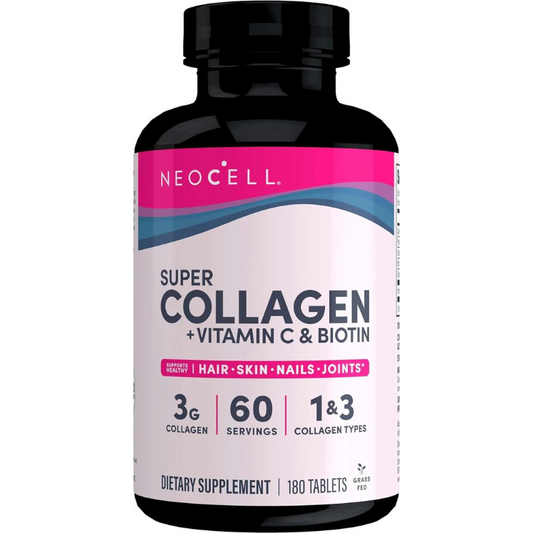 NeoCell Súper colágeno con vitamina C y biotina, suplemento para piel, cabello y uñas, incluye antioxidantes, tableta, 180 unidades, 1 botella