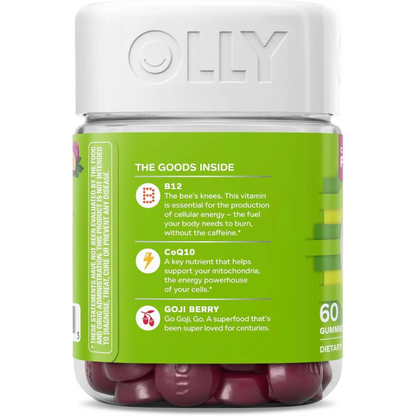 Olly Daily Energy pasión tropical gomosos sin cafeína para energía diaria; 60 unidades.