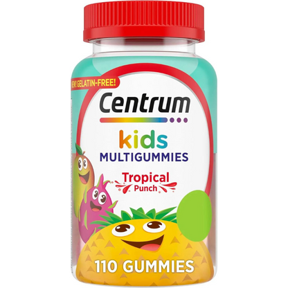 Centrum Gomitas multivitamínicas para niños, sabor a ponche tropical hechas con sabores naturales, 150 unidades, suministro para 150 días