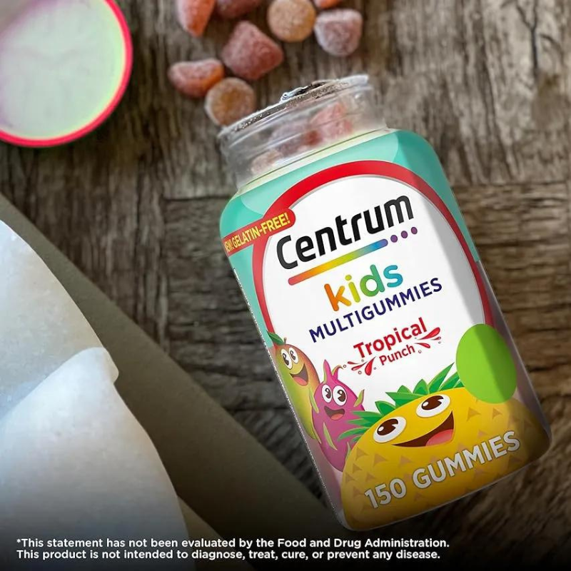 Centrum Gomitas multivitamínicas para niños, sabor a ponche tropical hechas con sabores naturales, 150 unidades, suministro para 150 días