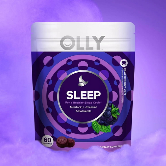 OLLY Gomitas para dormir, apoyo ocasional para dormir, 3 mg de melatonina, L-teanina, manzanilla, bálsamo de limón, ayuda para dormir, mora, 50 unidades