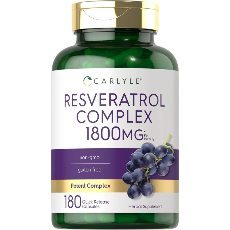 Carlyle Suplemento de resveratrol 1800 mg | 180 cápsulas | Sin OMG y sin gluten | Complejo potente