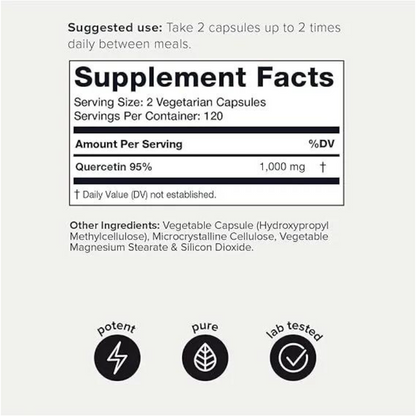 Cápsulas de quercetina de ultra alta pureza - 95%+ altamente purificadas y altamente biodisponibles