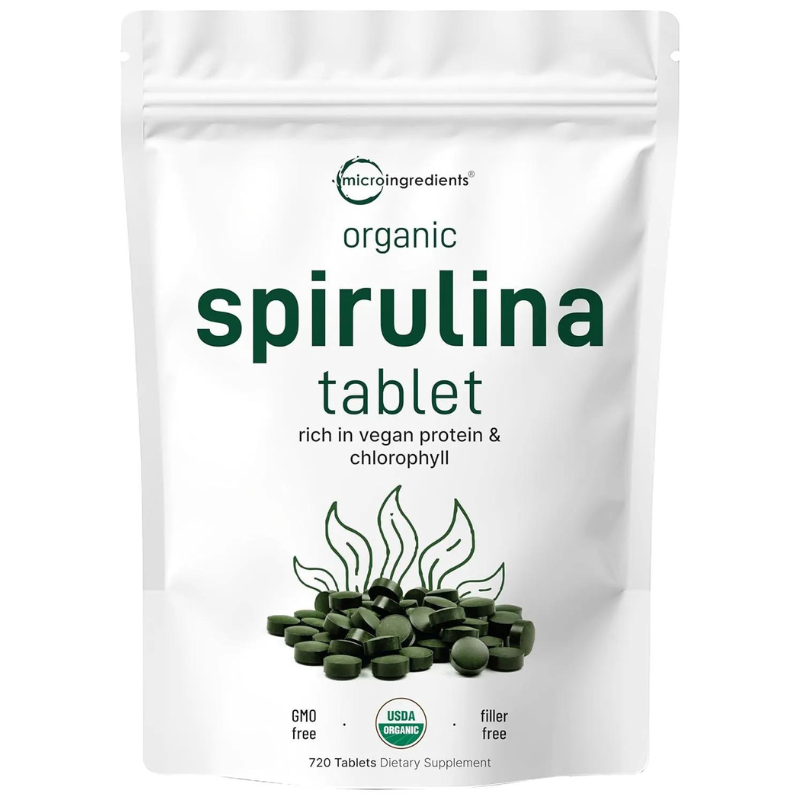 Micro Ingredients Suplemento orgánico de espirulina, 3000 mg por porción, 720 tabletas